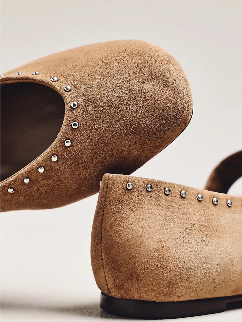 Reformation Bethany Ballet Flats in Farro Suede Studs - Picture 3 of 9